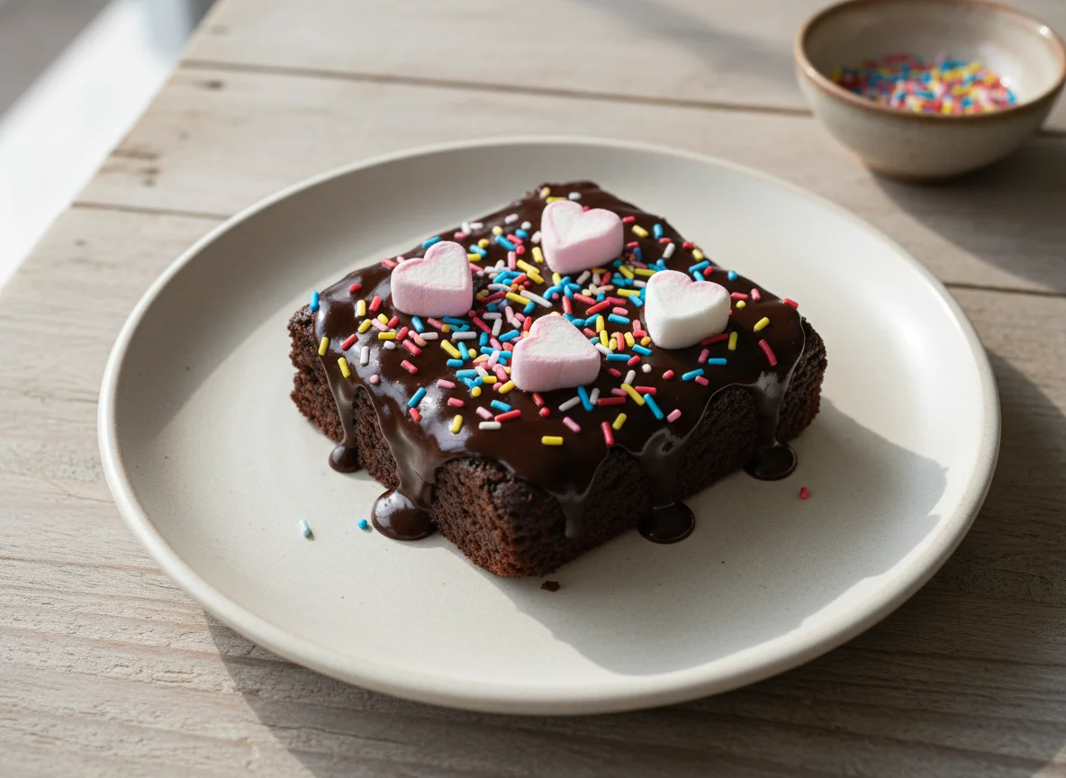 Brownie con glaseado y chispas photo