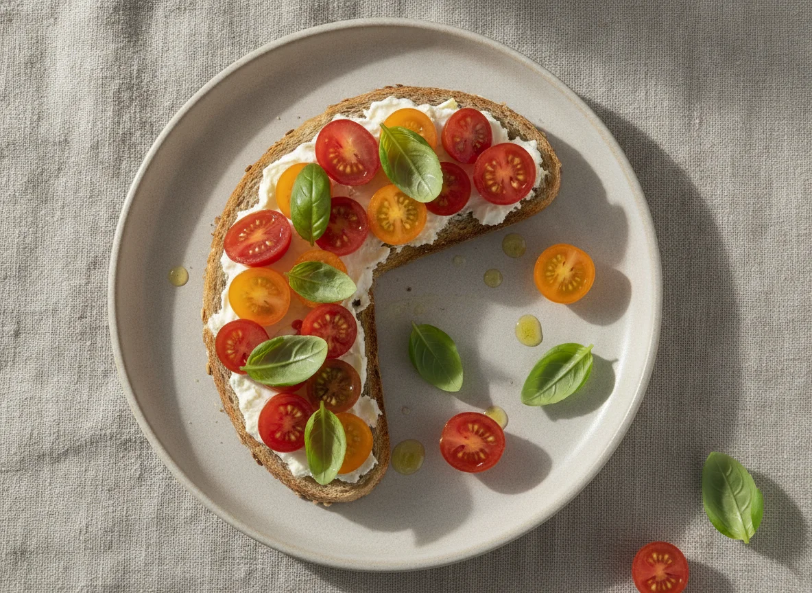 Bruschetta de tomate y albahaca photo