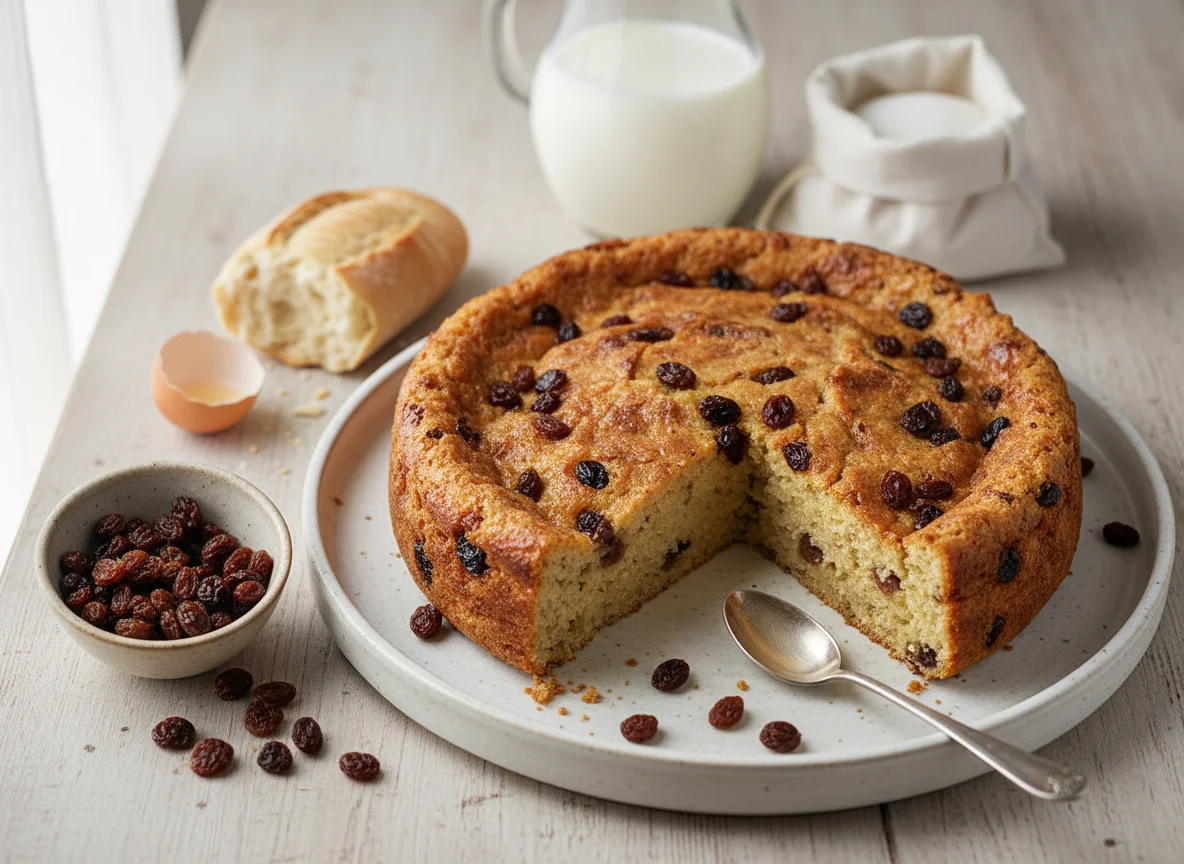 Budín de pan con pasas photo