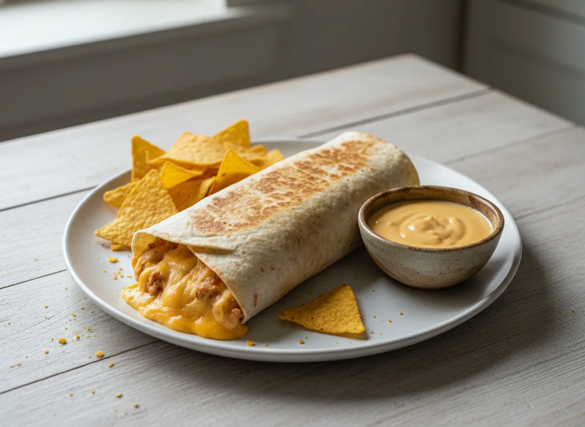 Burrito con queso y nachos photo