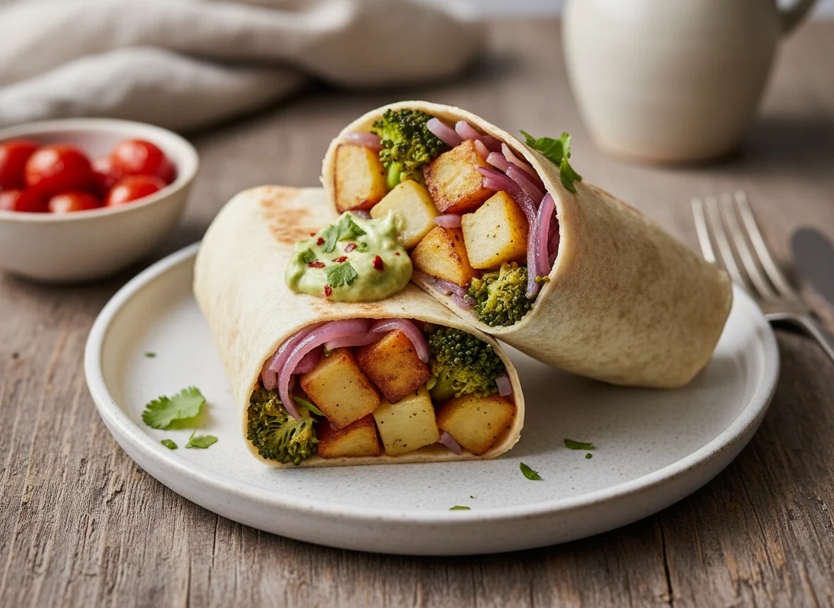 Burrito con vegetales salteados photo