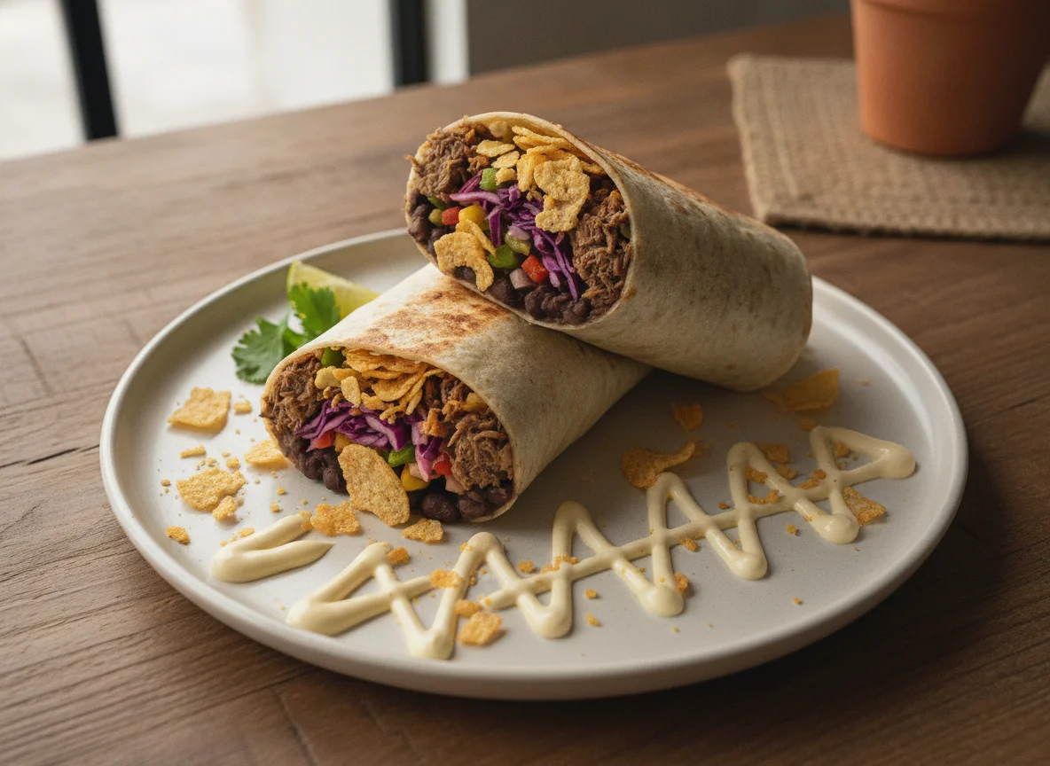 Burrito de carne con papas fritas photo