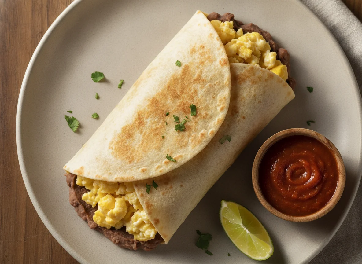 Burrito de huevo y frijoles photo