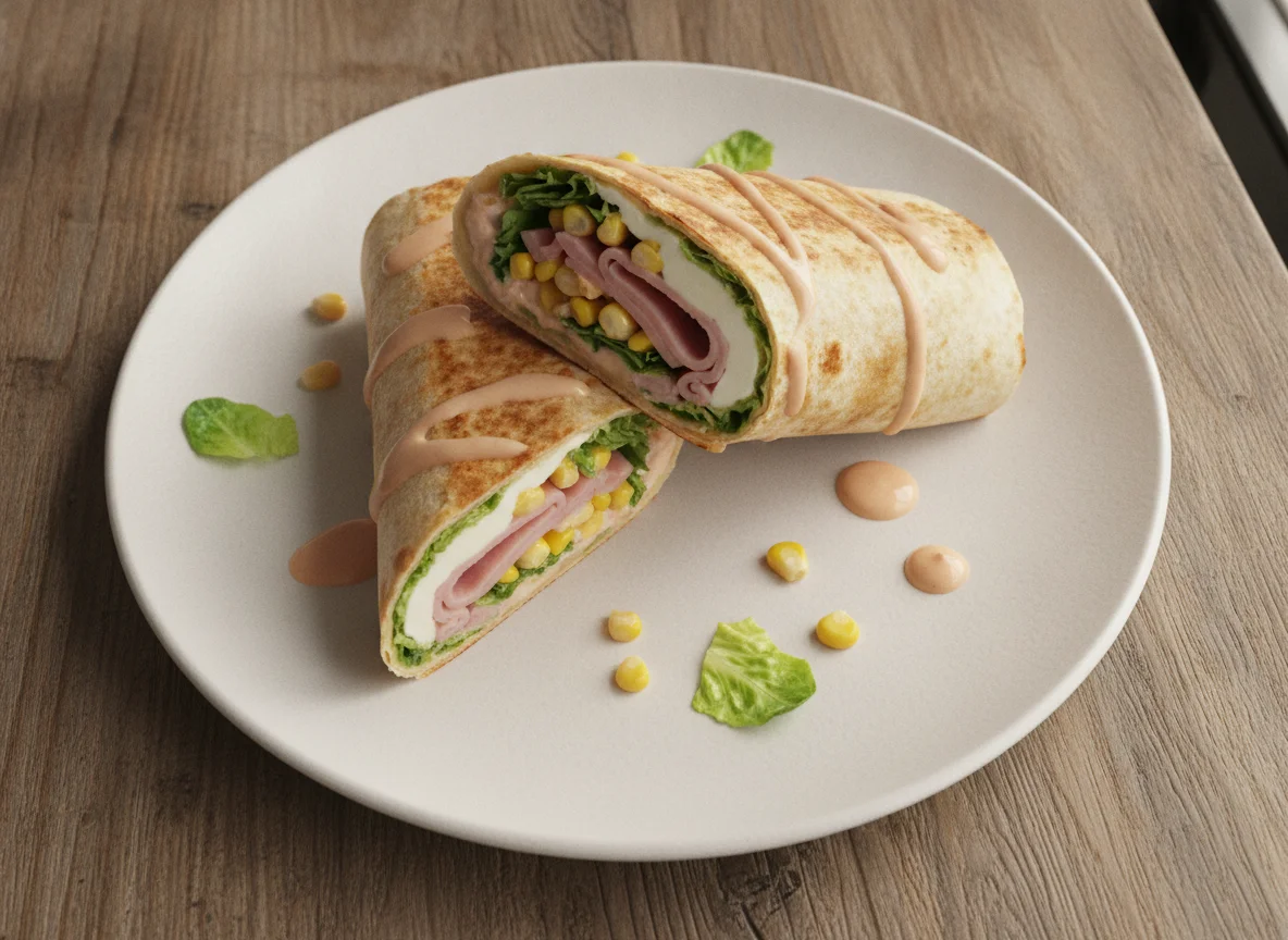 Burrito de jamón y queso con vegetales photo
