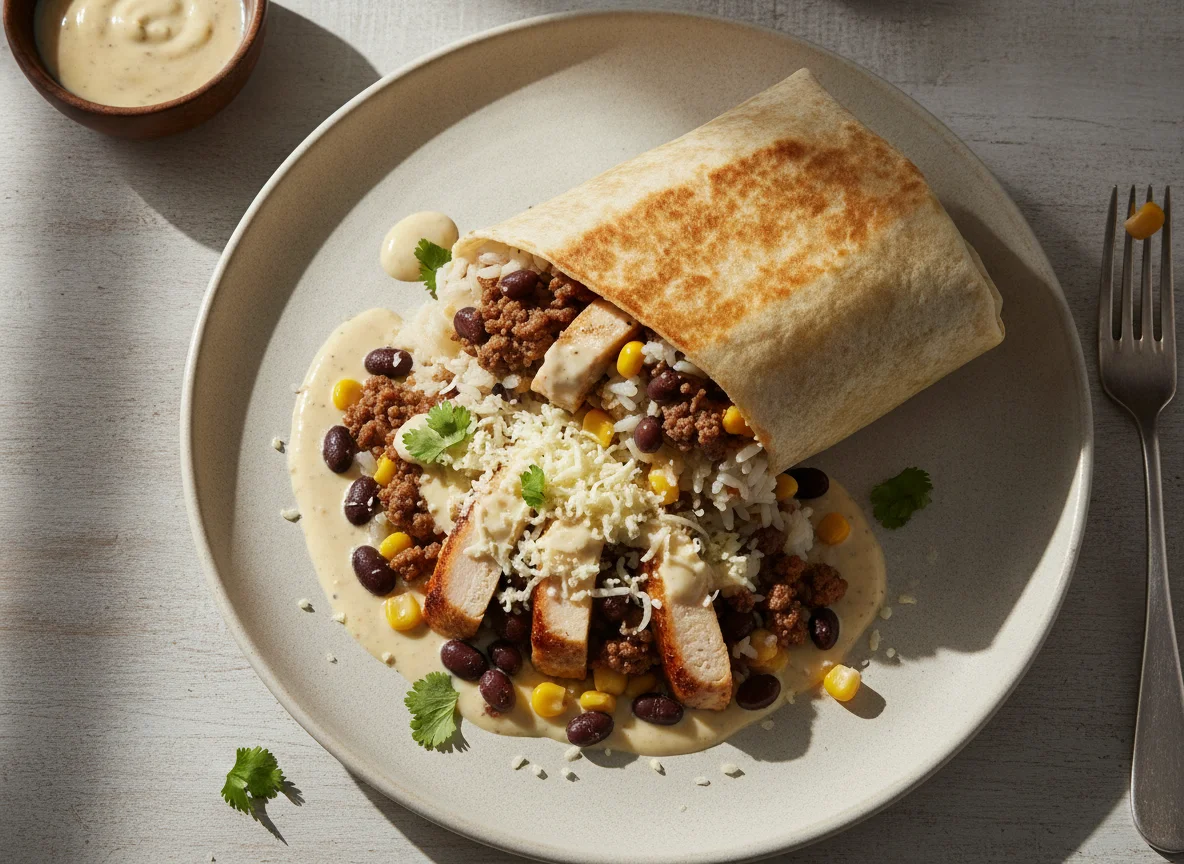 Burrito de pollo y carne photo