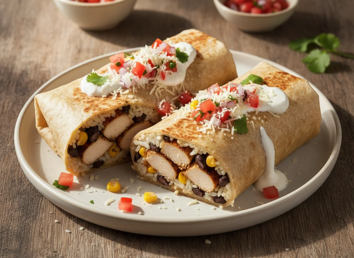 Burrito de pollo y frijoles photo