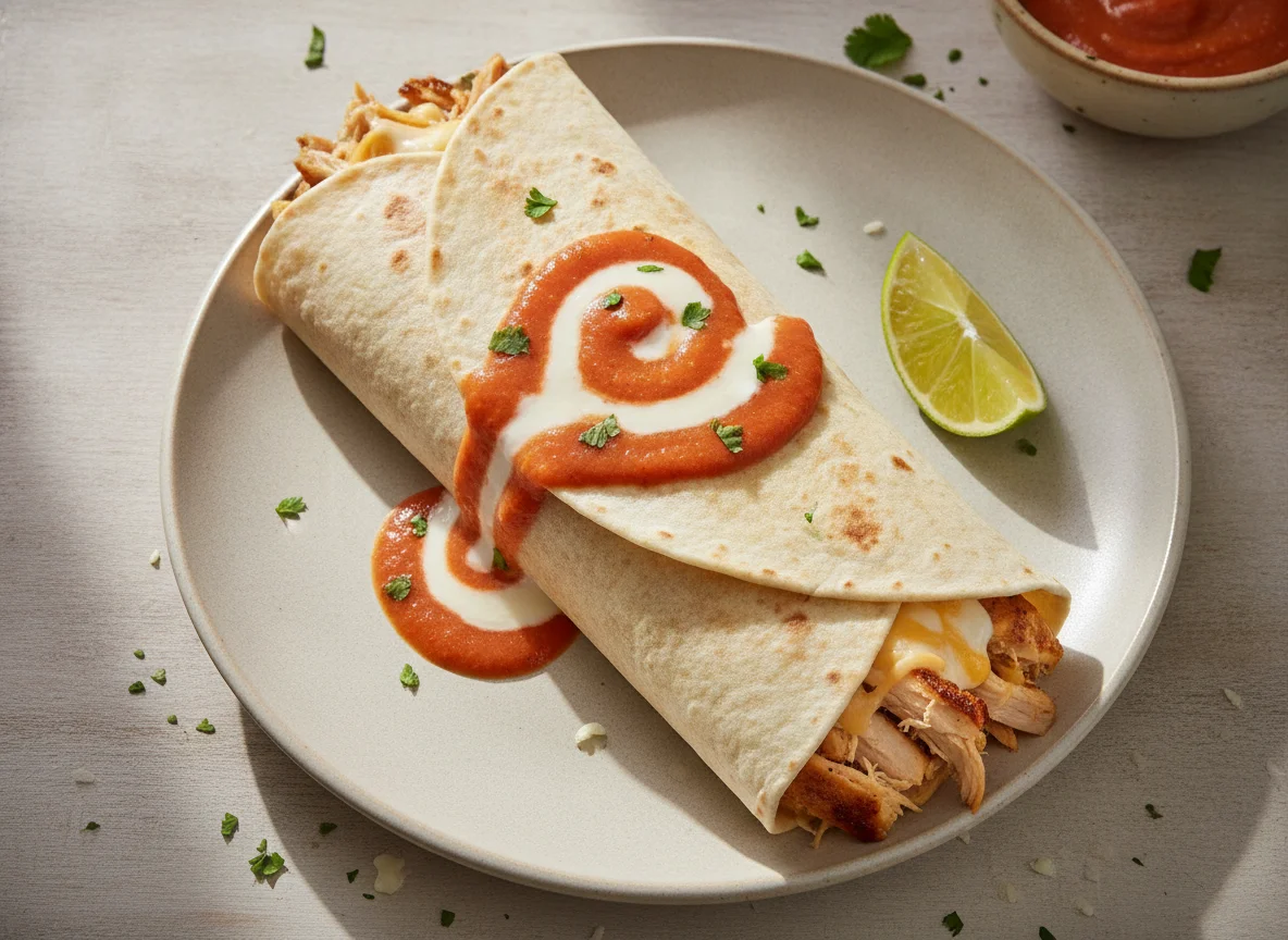 Burrito de pollo y queso photo