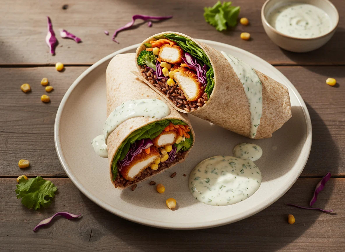 Burrito de pollo y vegetales photo