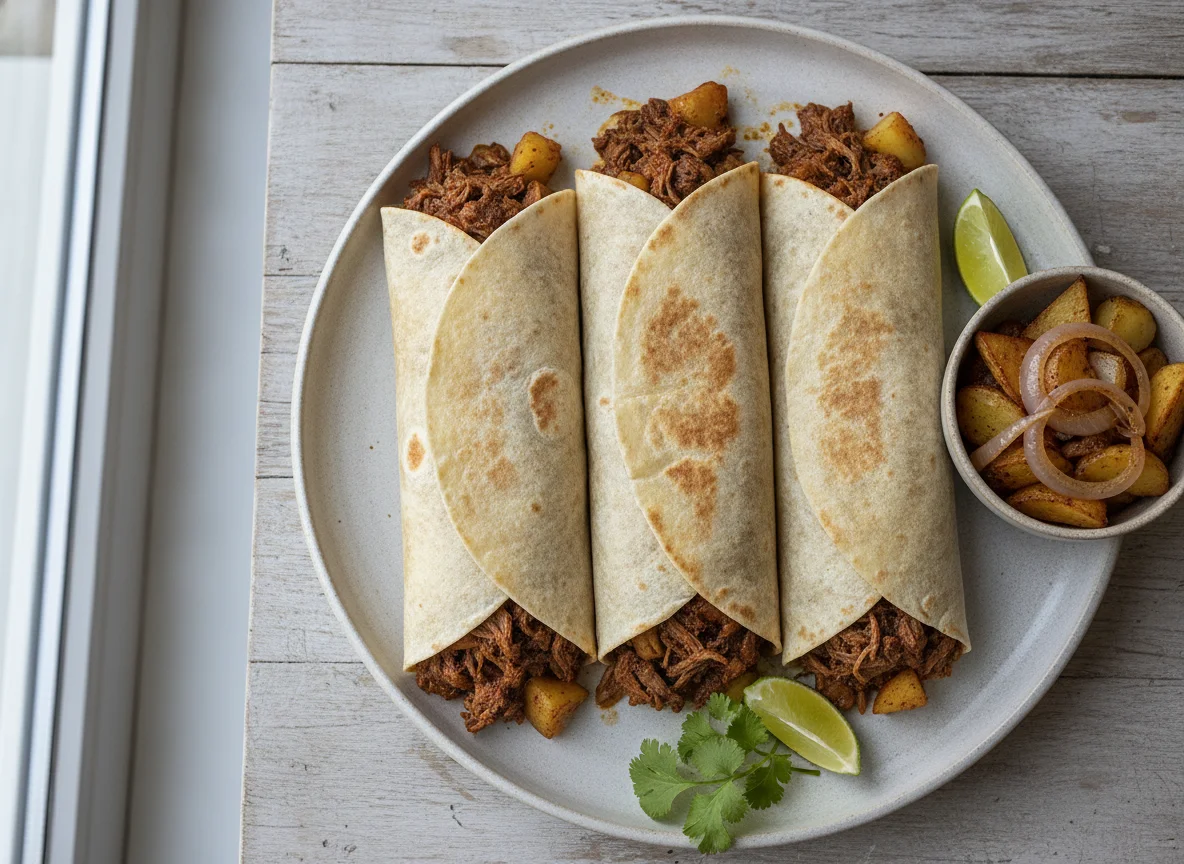 Burritos de guisado con papas photo