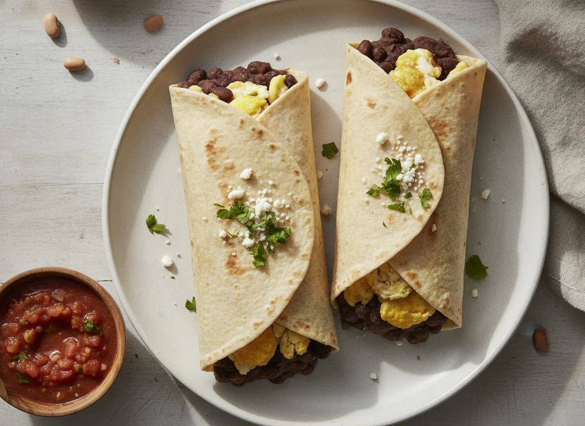 Burritos de huevo y frijoles photo