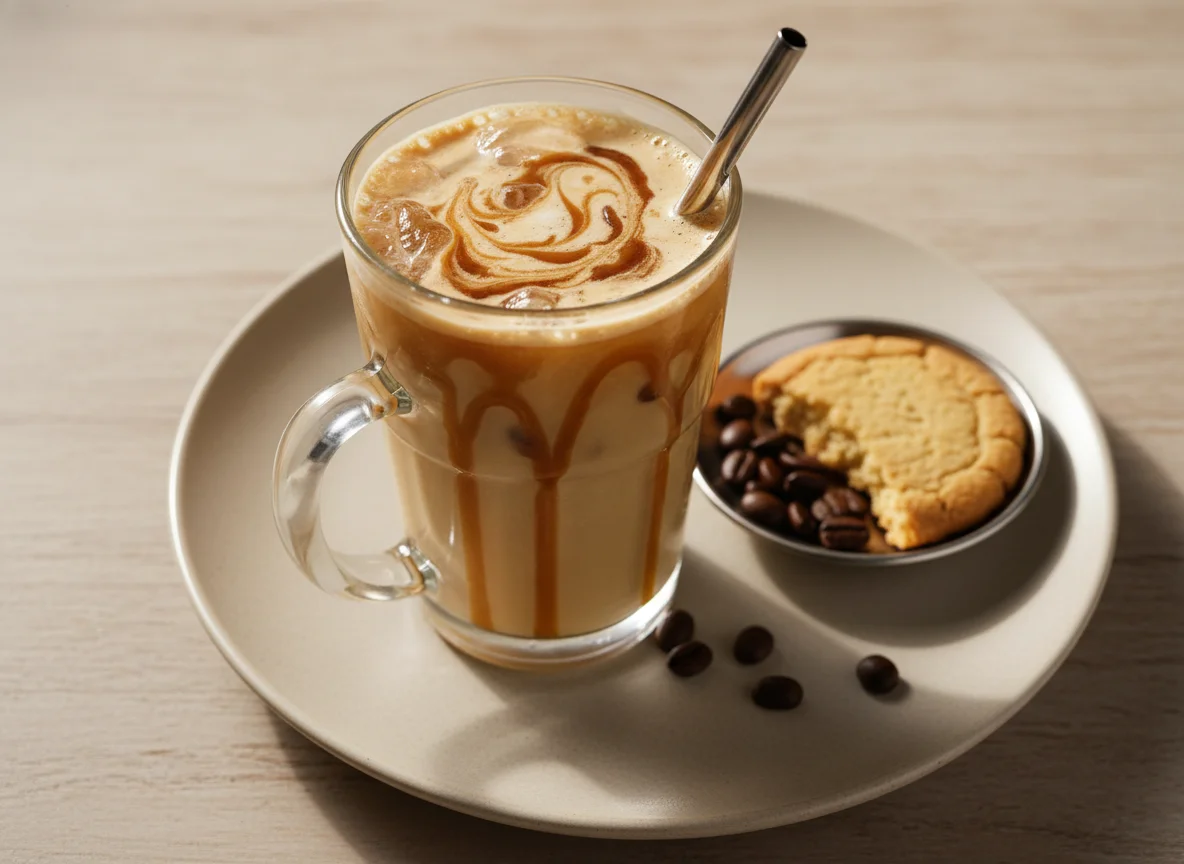 Café con leche helado con caramelo photo