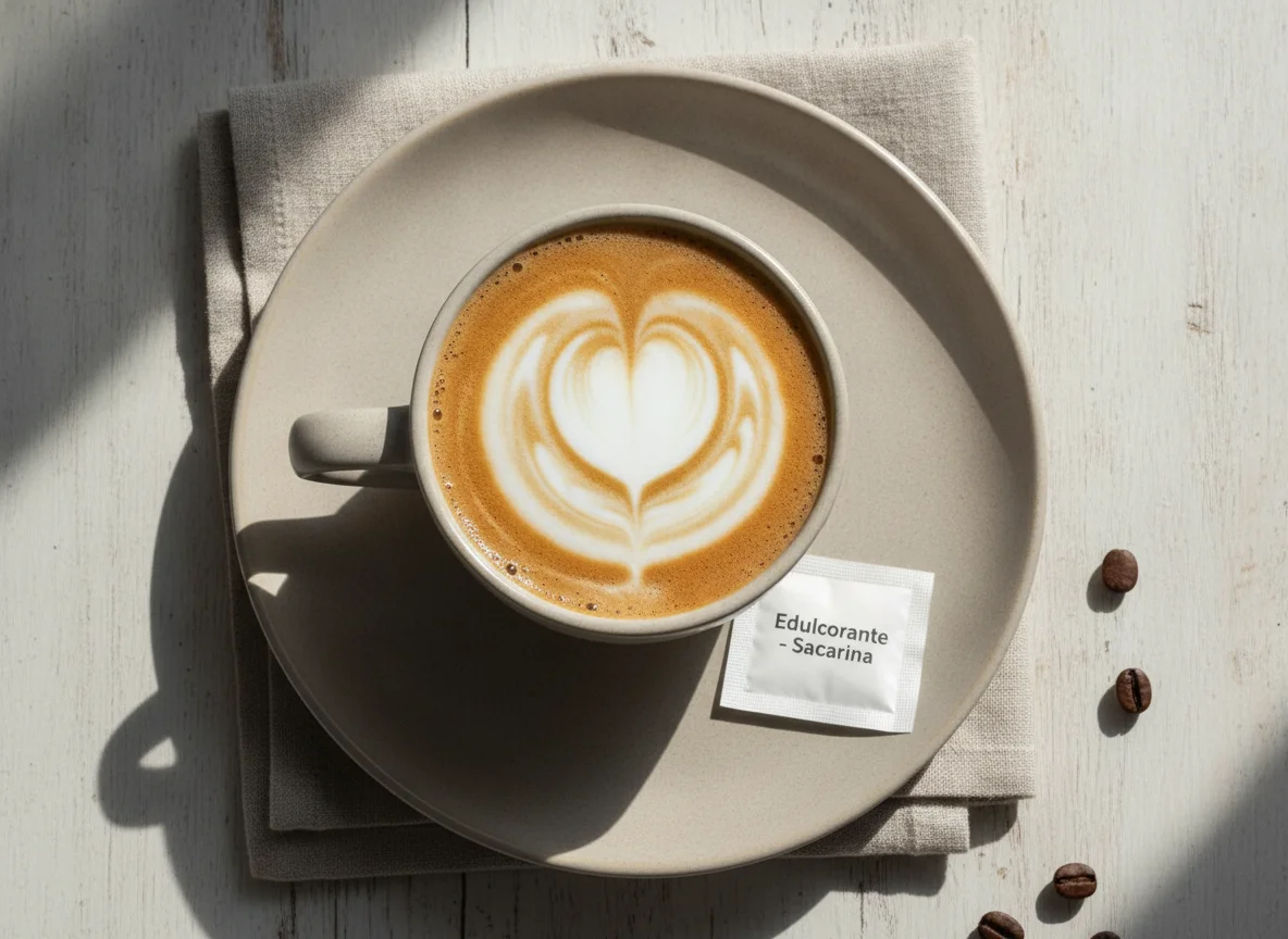 Café con leche y edulcorante photo