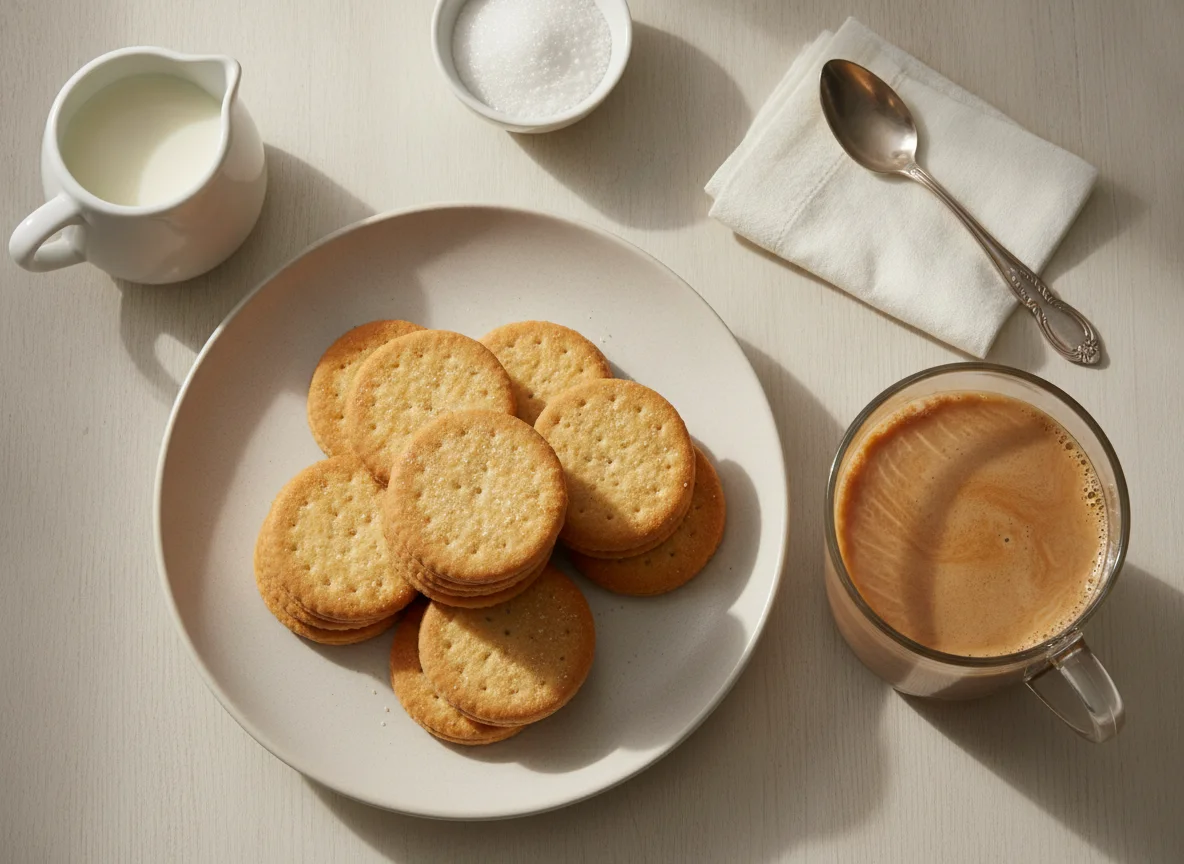 Café con leche y galletas María photo