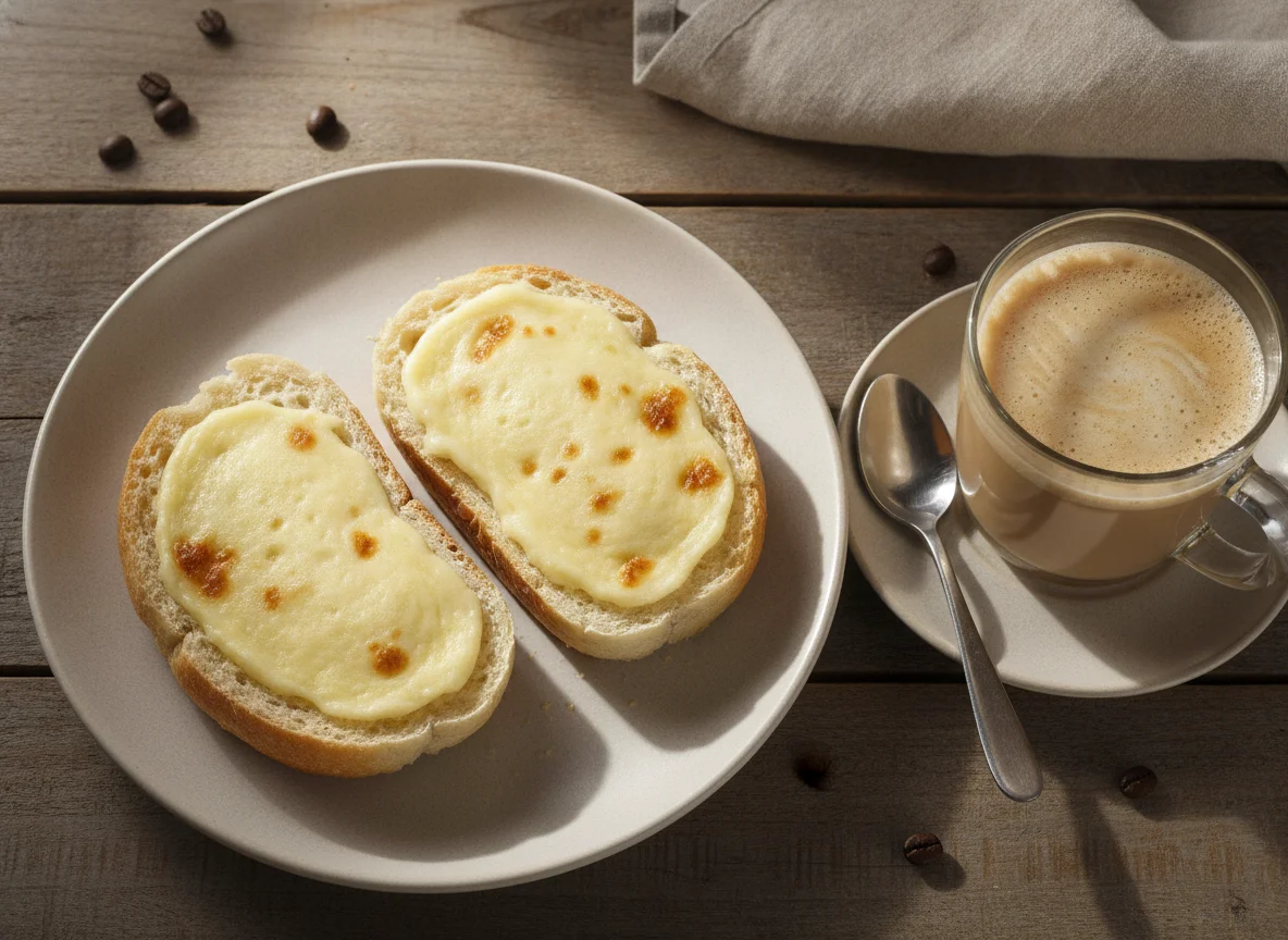 Café con leche y pan con queso photo