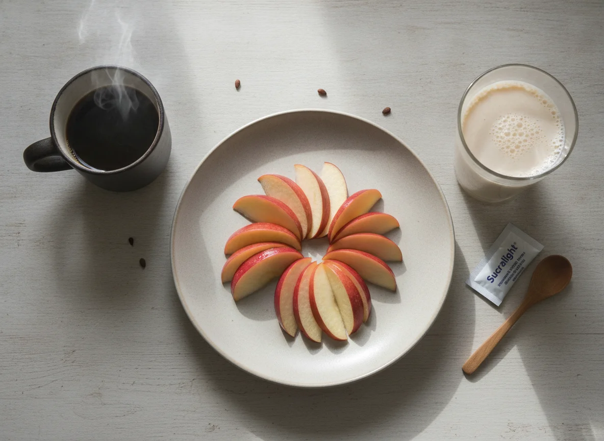 Café con manzana y suplemento photo
