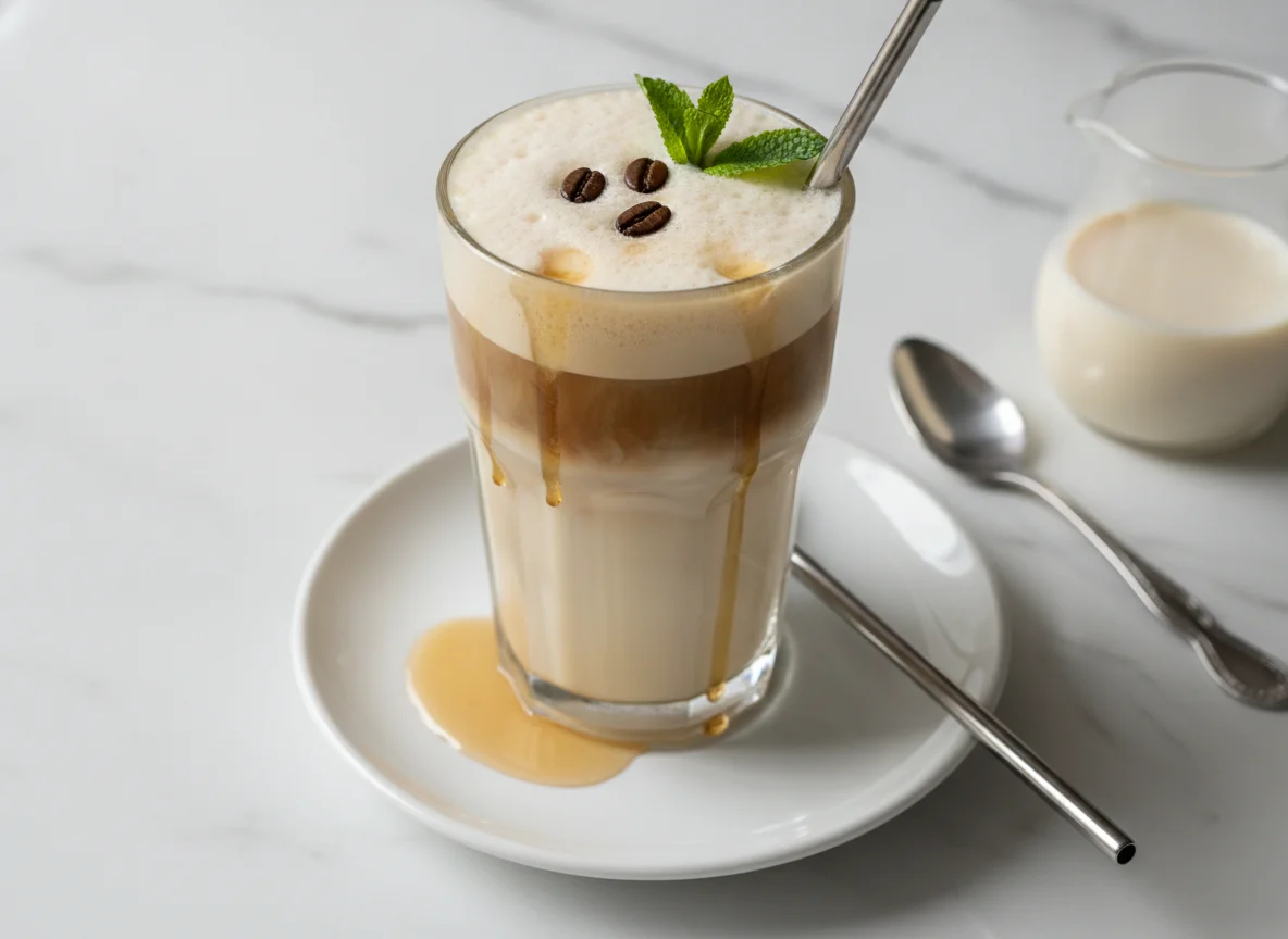 Café helado con leche de almendras photo