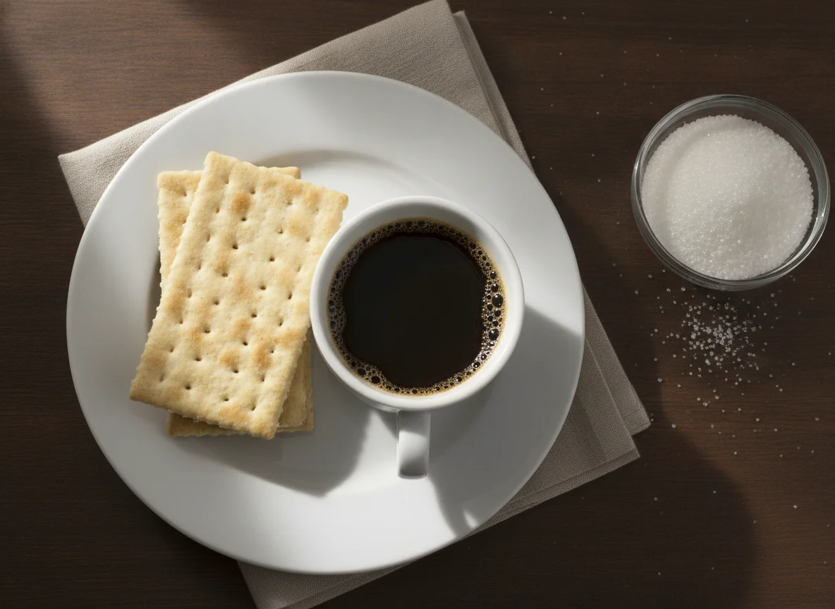 Café negro con galletas de soda photo