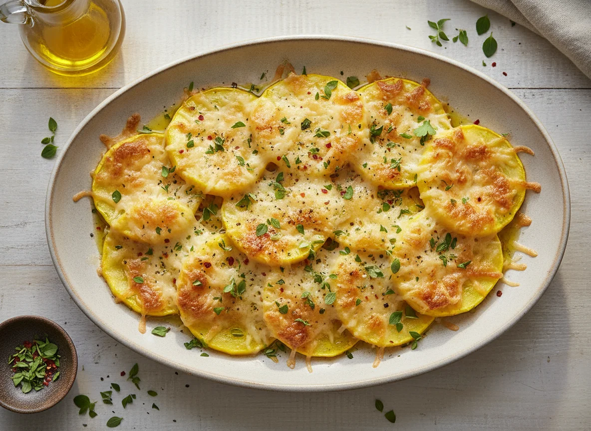 Calabacín gratinado con queso photo