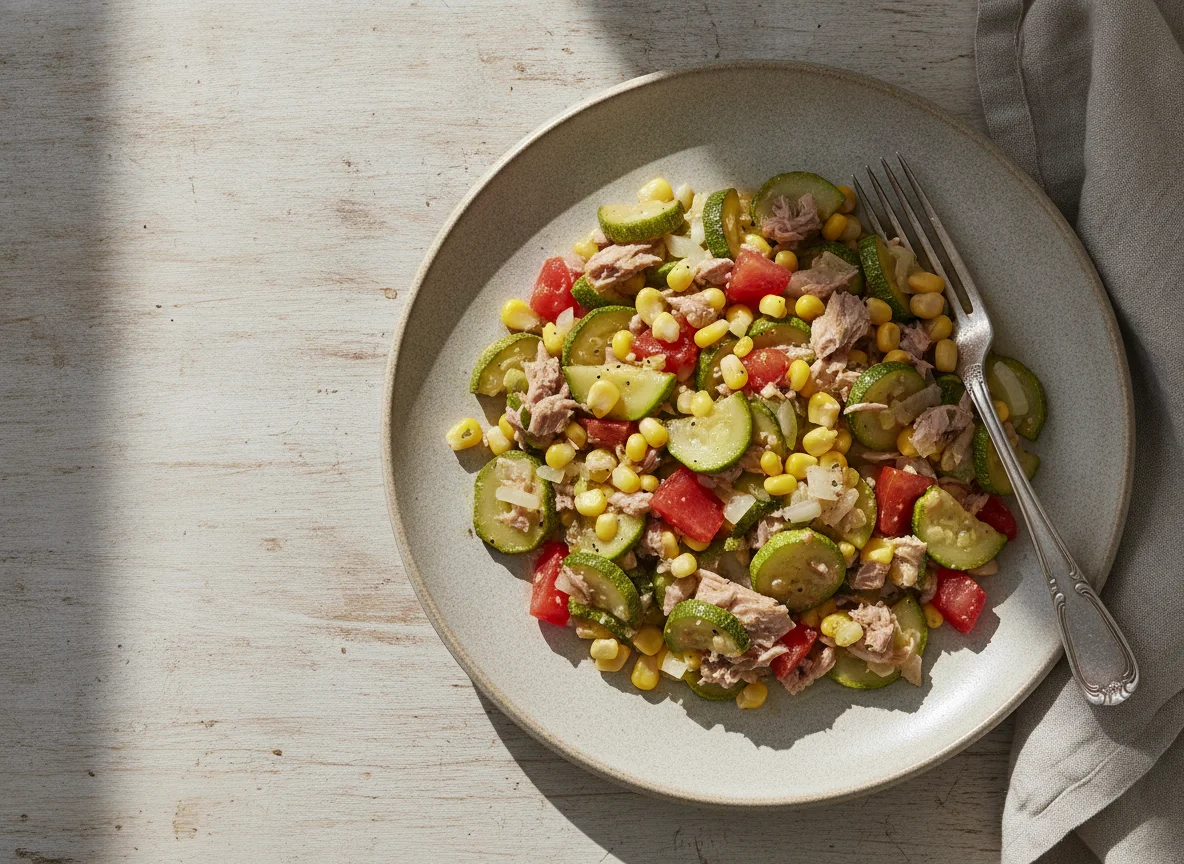 Calabacitas a la mexicana con atún photo