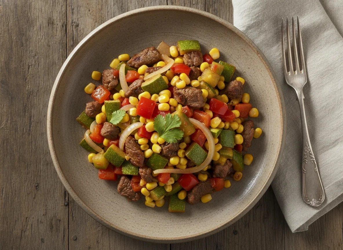 Calabacitas a la mexicana con carne de res photo