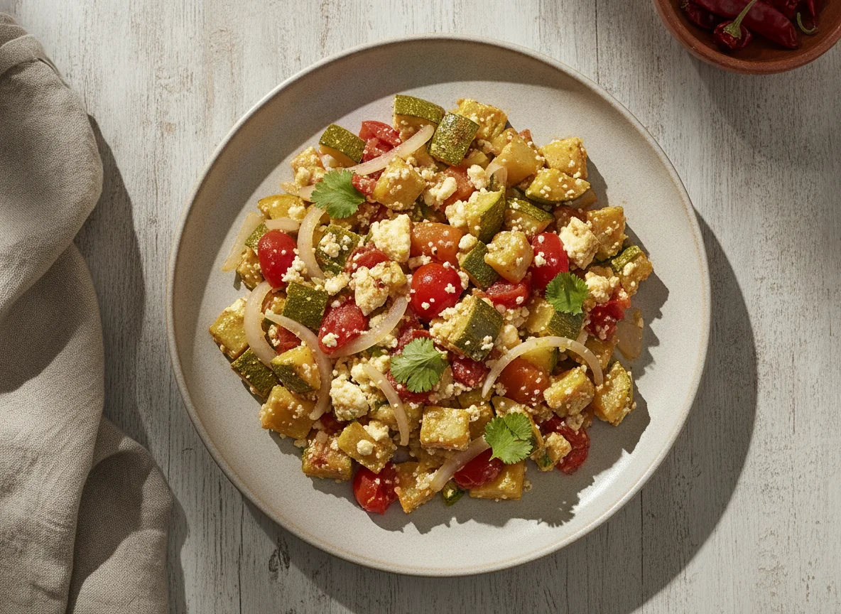 Calabacitas a la mexicana con queso photo