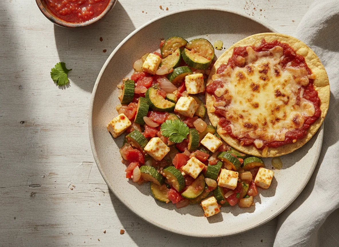 Calabacitas a la mexicana con tostada photo