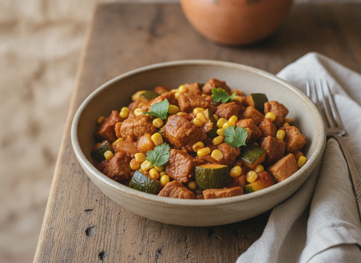 Calabacitas con carne de puerco photo