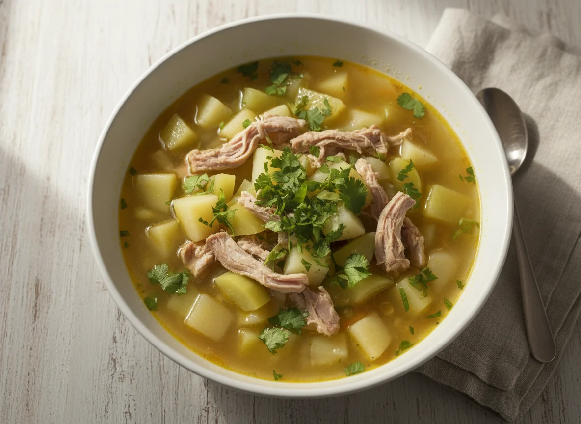 Caldo de calabacitas con carne de cerdo photo