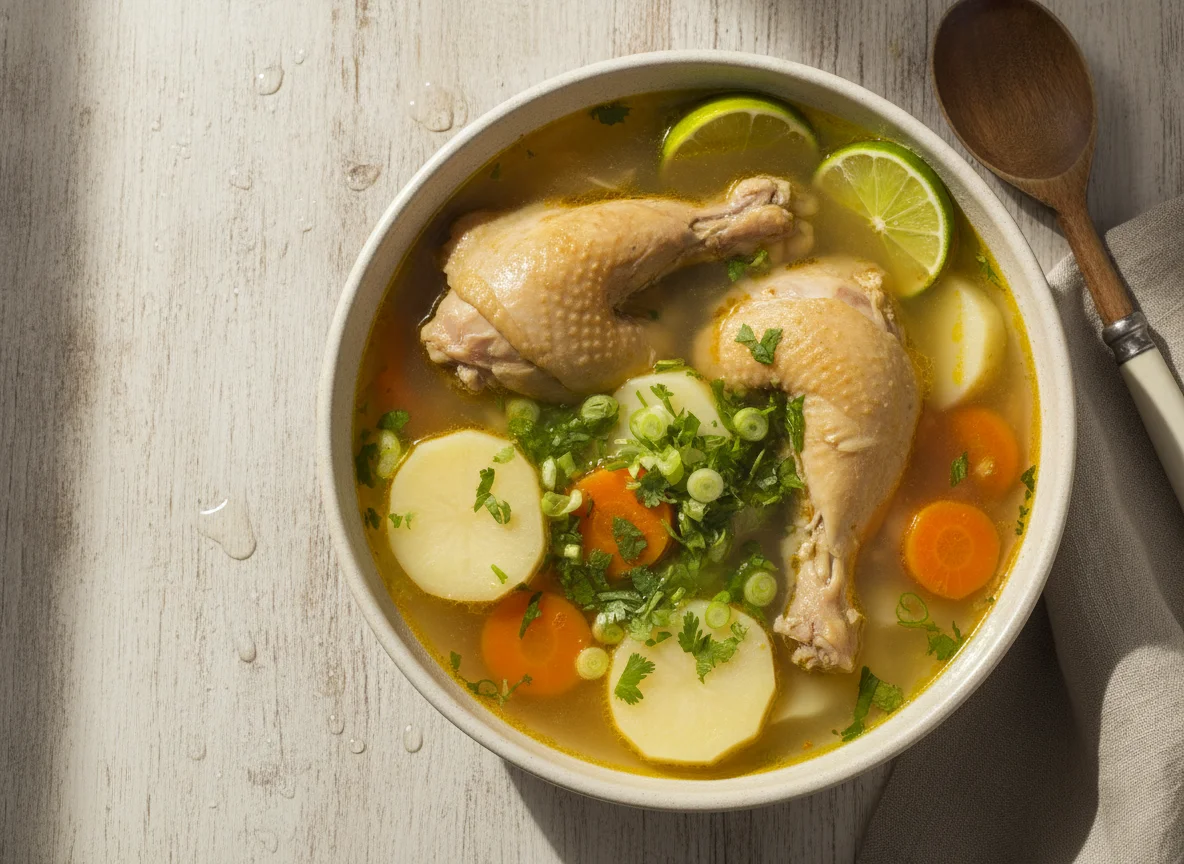 Caldo de gallina criolla photo
