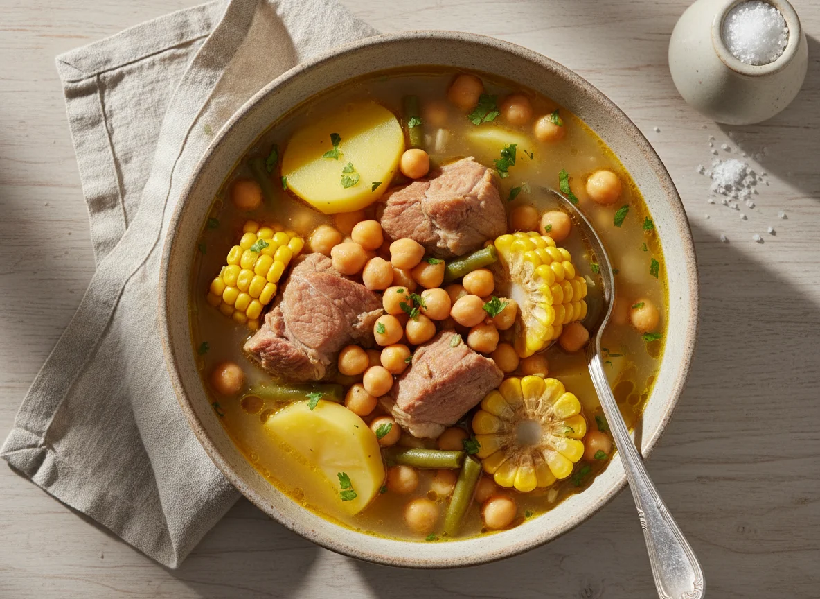 Caldo de Garbanzos con Maíz y Papa photo