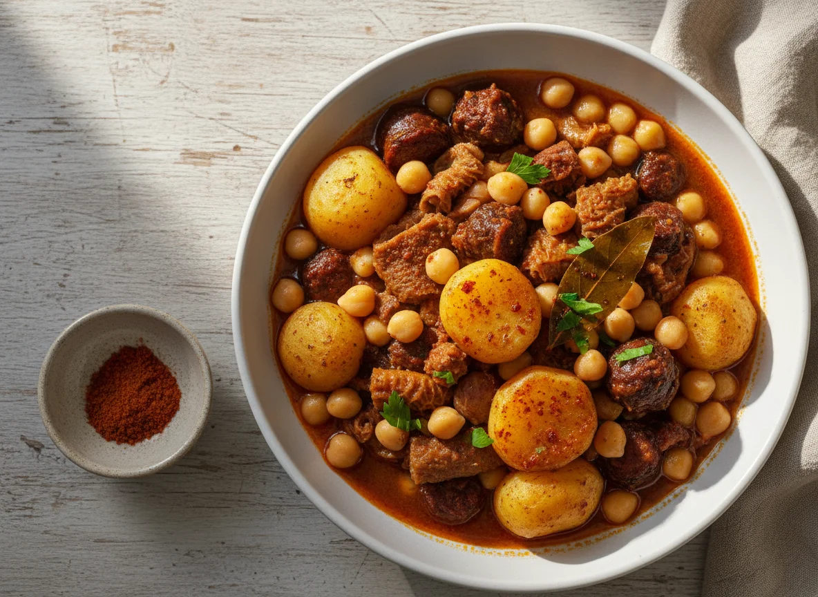 Callos con garbanzos y patatas photo