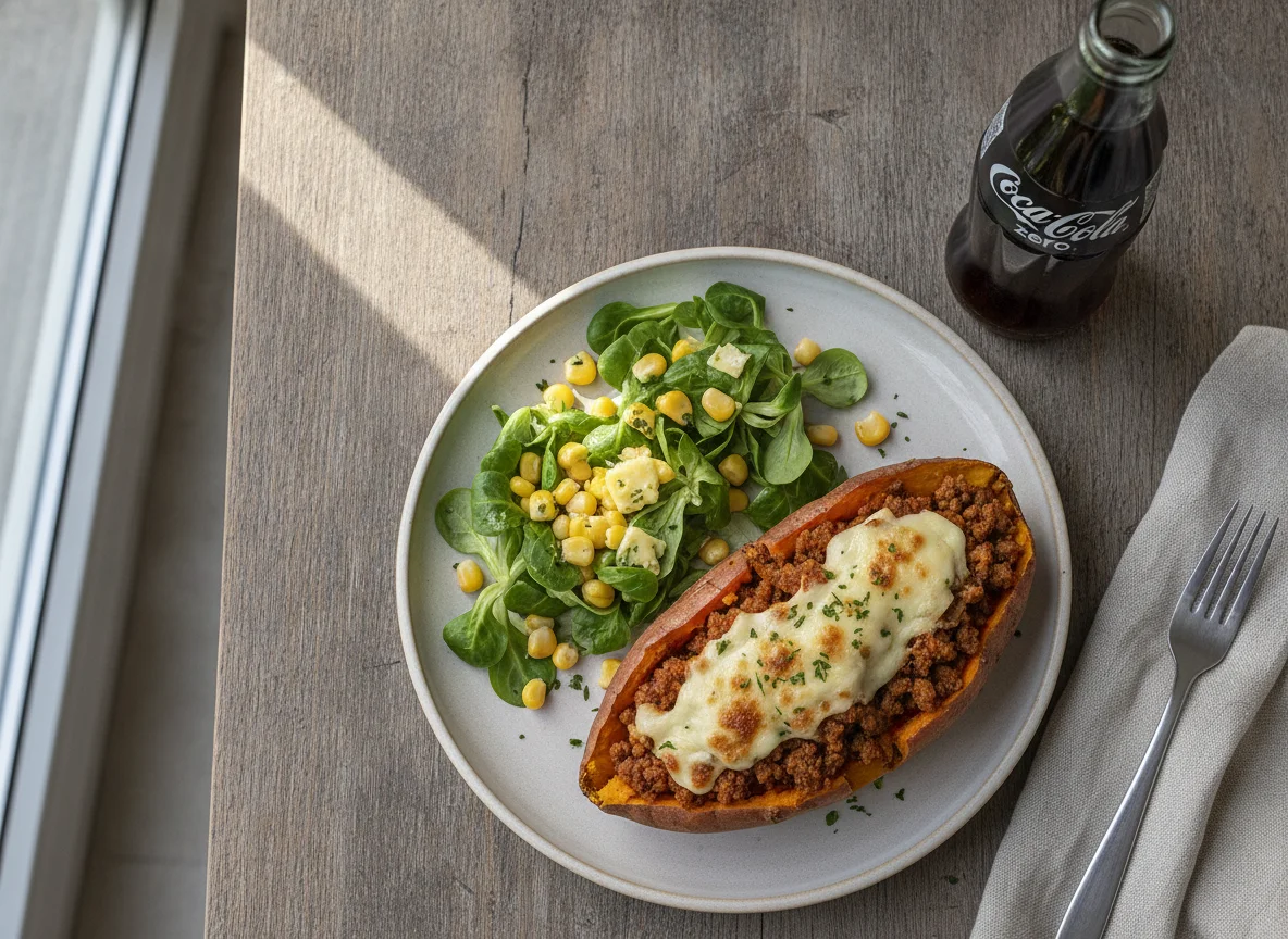 Camote relleno con ensalada de canónigos y elote photo