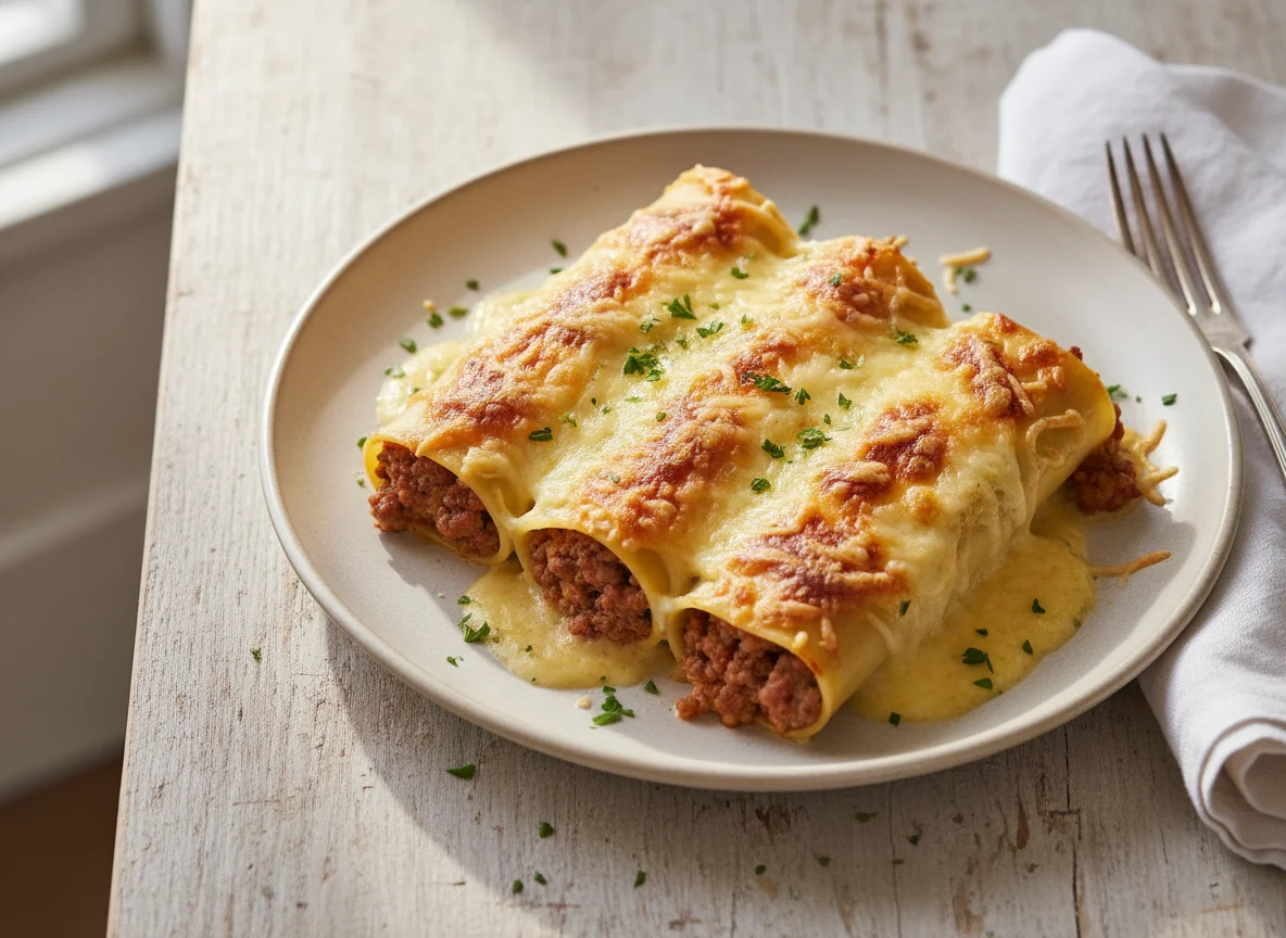 Canelones con bechamel photo