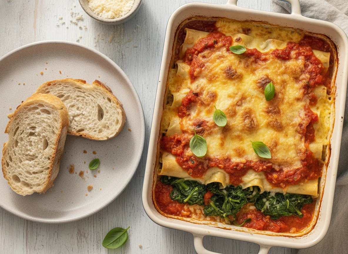 Canelones de verdura con salsa blanca y tuco photo