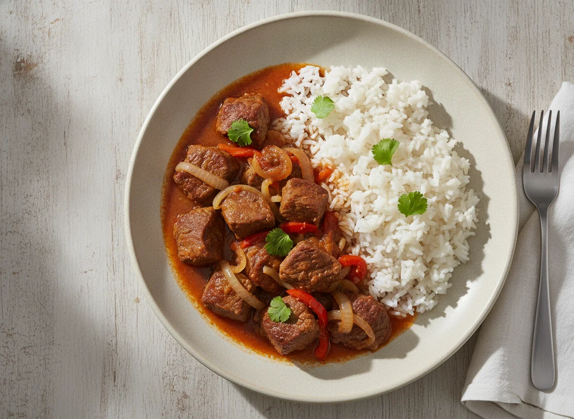 Carne al jugo con arroz photo