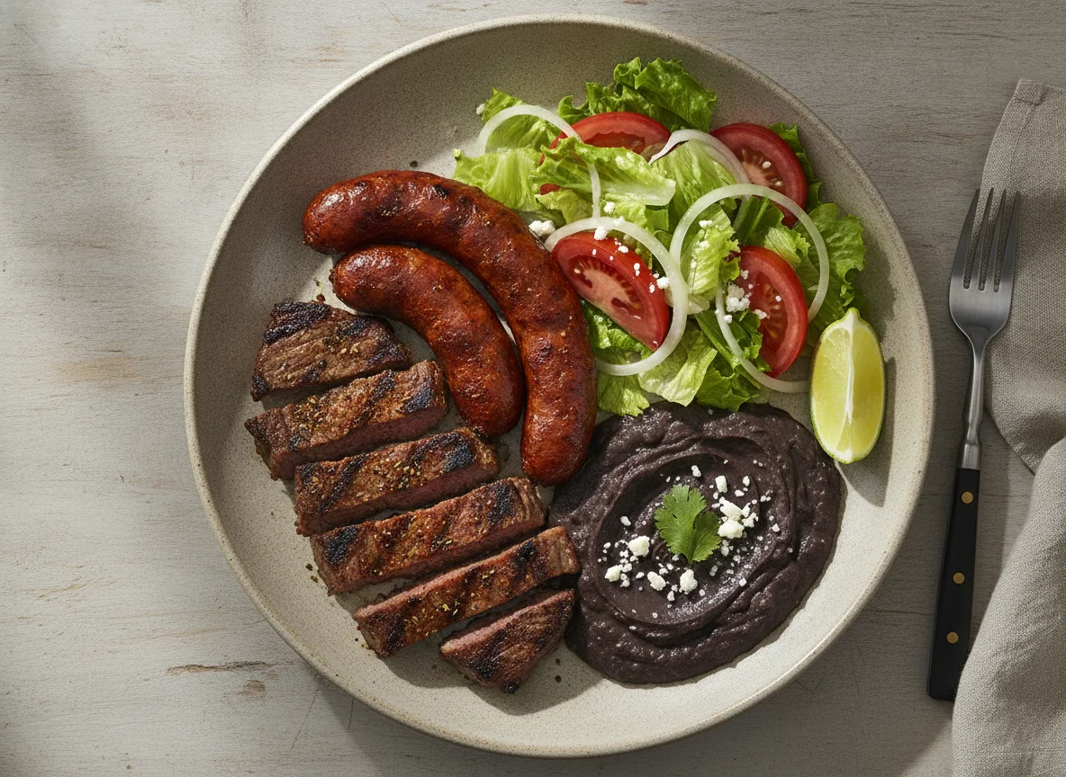 Carne Asada con Chorizo y Guarnición photo