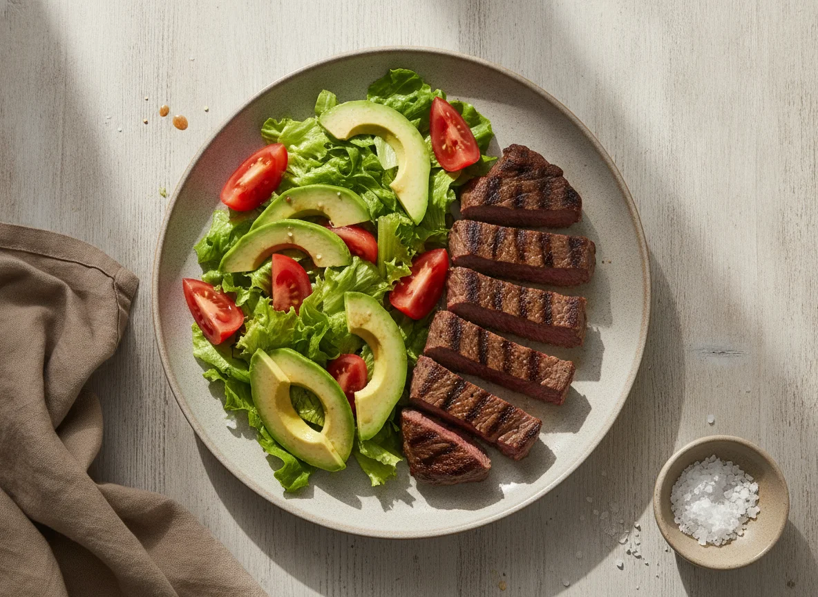 Carne asada con ensalada mixta photo