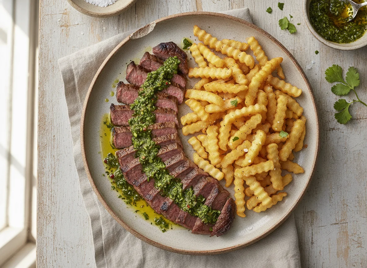Carne asada con papas fritas photo