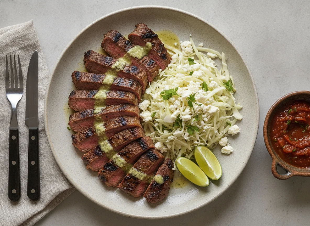 Carne asada con repollo y queso photo