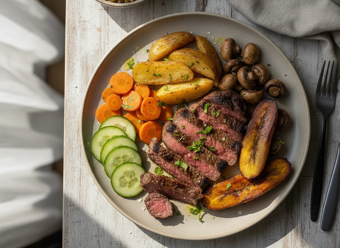 Carne asada con vegetales photo