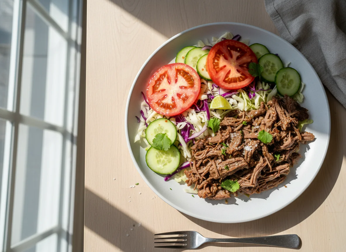 Carne con ensalada photo