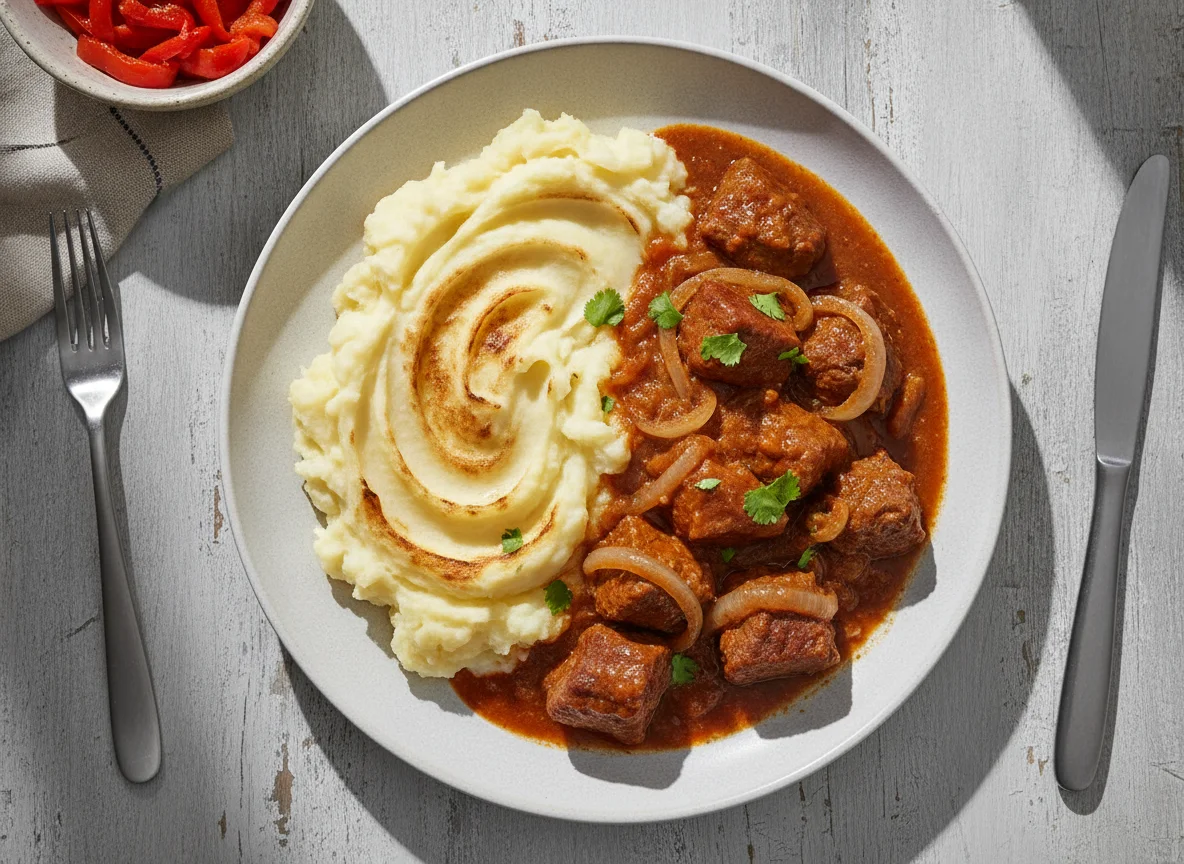 Carne con puré de papas photo