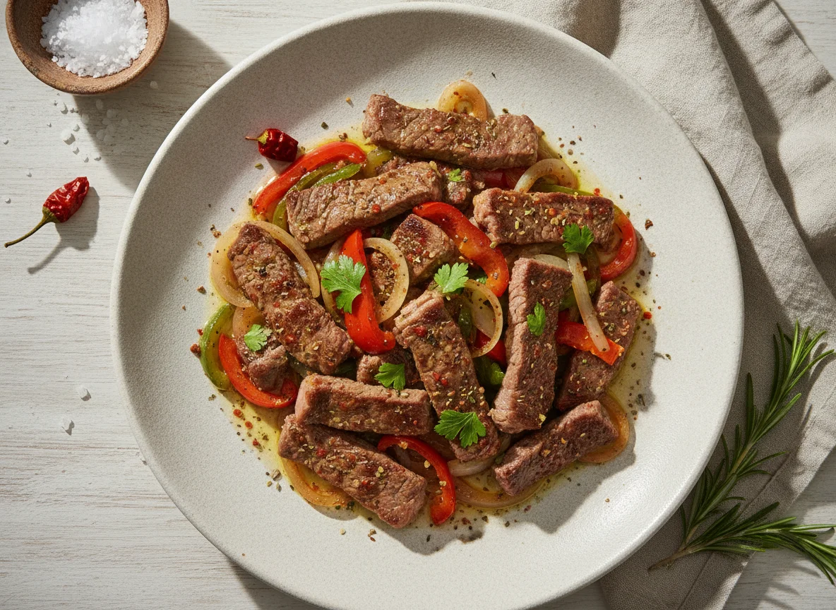 Carne de res salteada photo