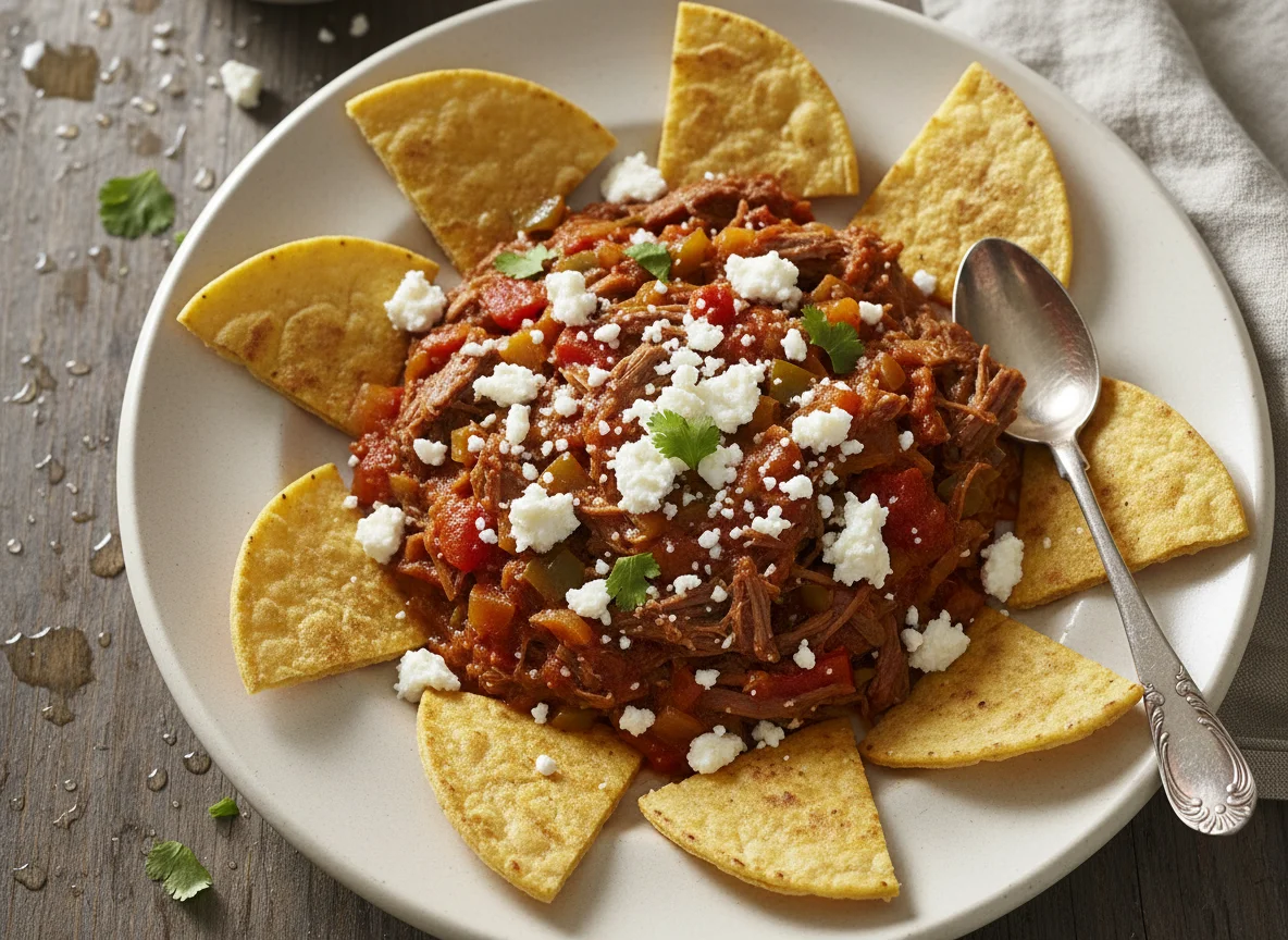Carne deshebrada con queso fresco photo