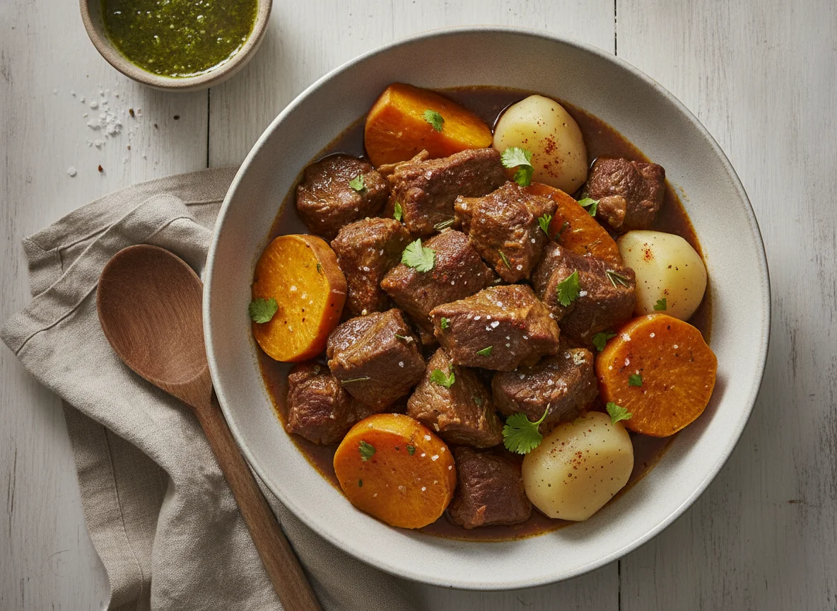 Carne estofada con batata y papa photo