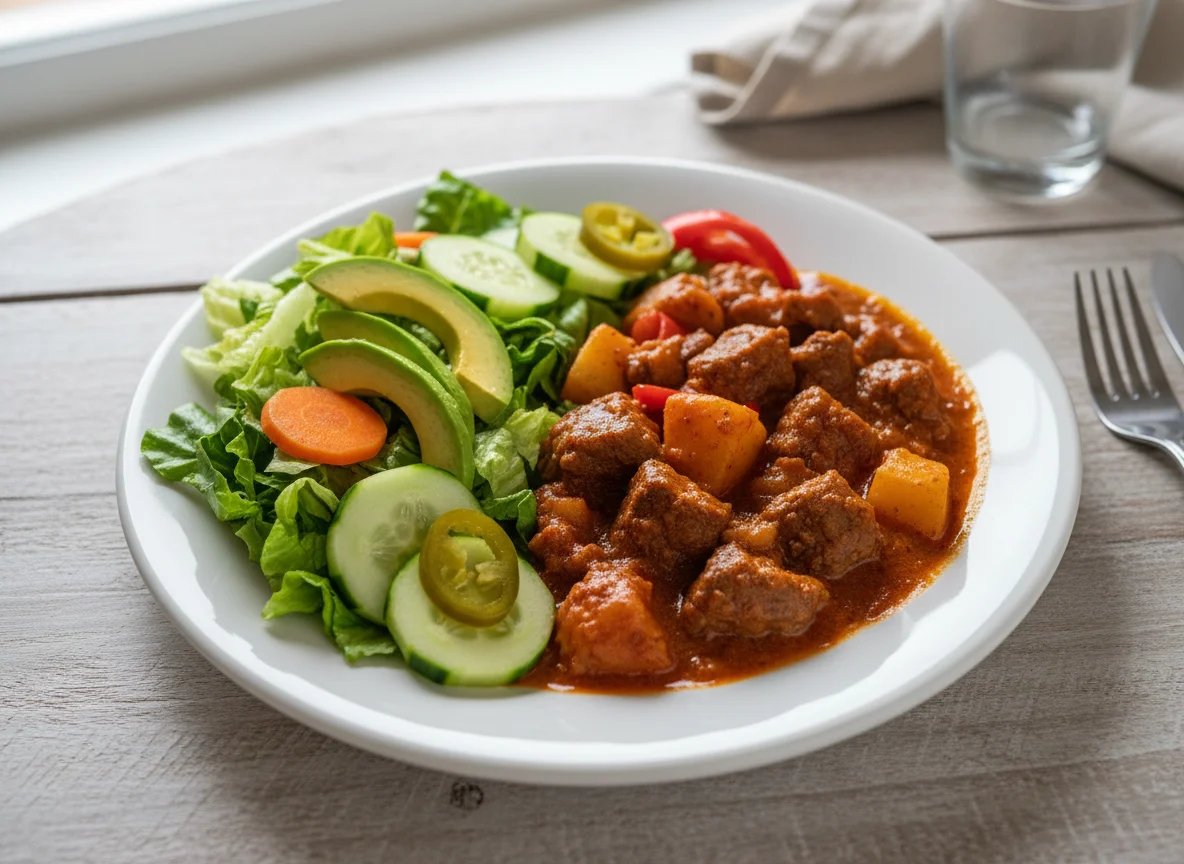 Carne guisada con ensalada photo