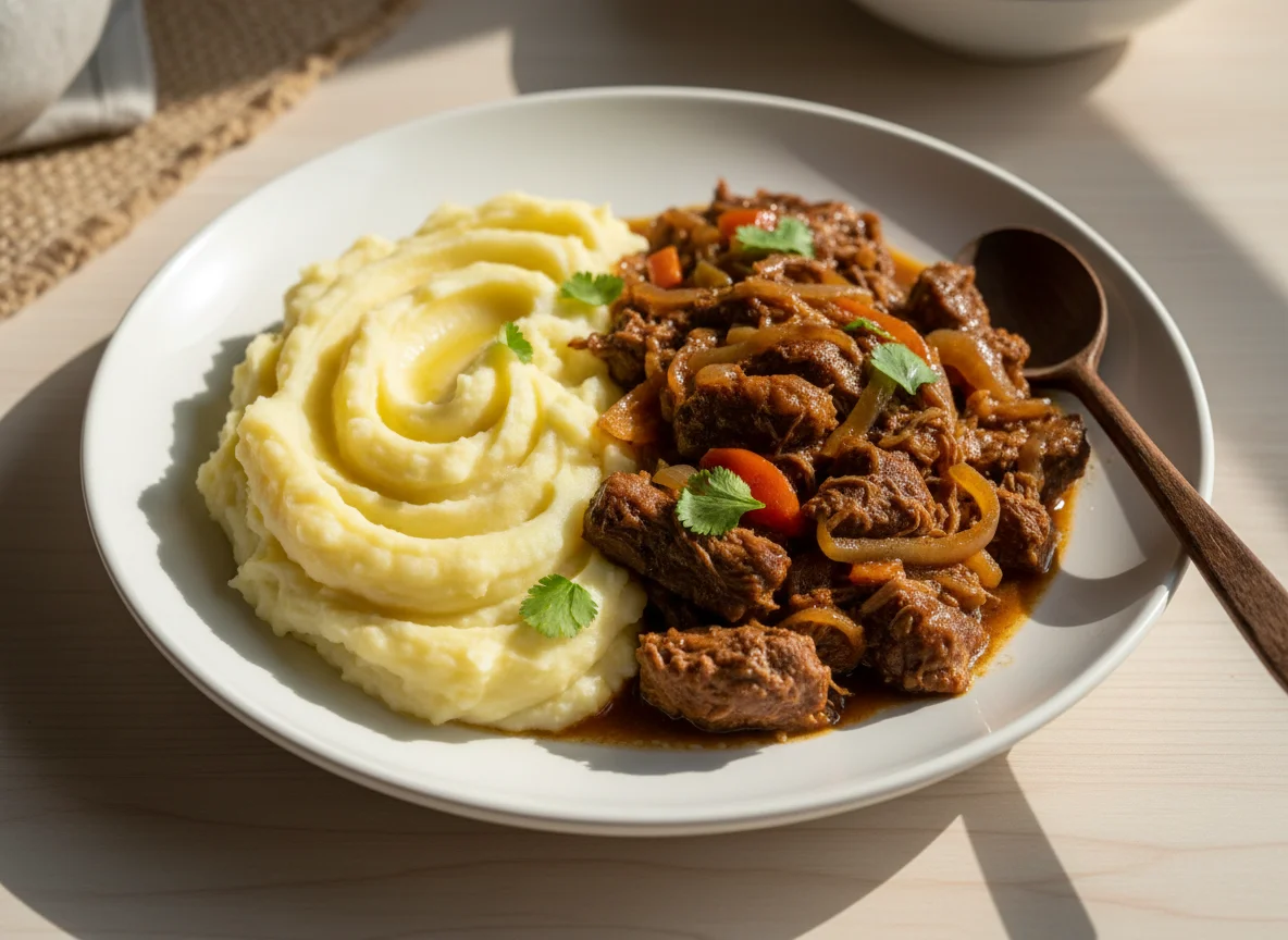 Carne guisada con puré de papas photo