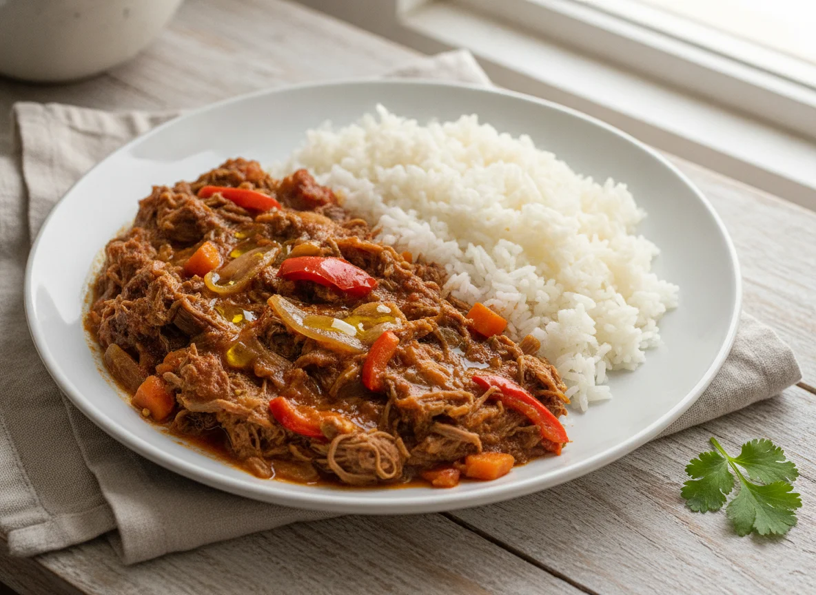 Carne mechada con arroz photo