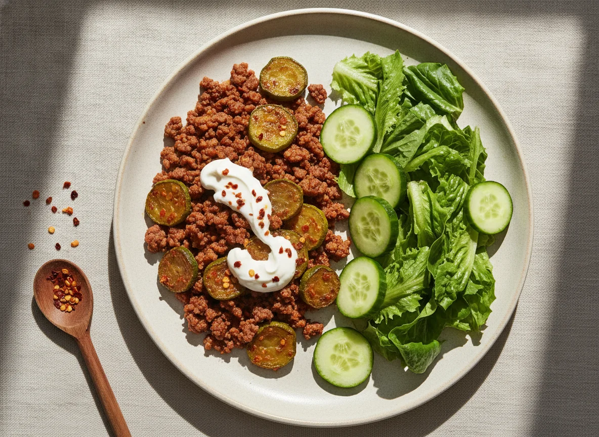 Carne molida con calabacitas y ensalada photo