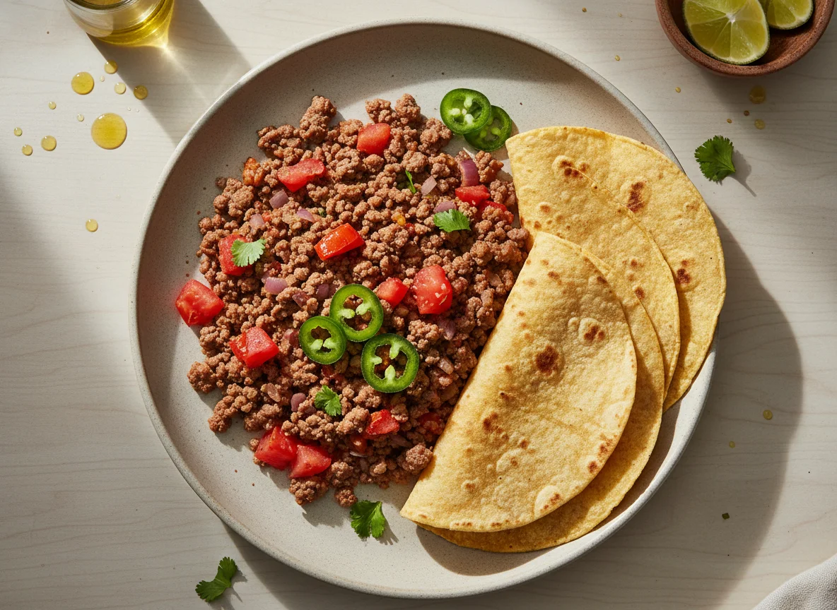Carne molida con tortilla photo